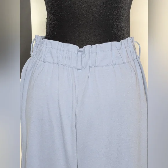 Uniqlo Blue Maxi A-Line Flowy Pants with added D-ring Belt - Picture 6 of 7